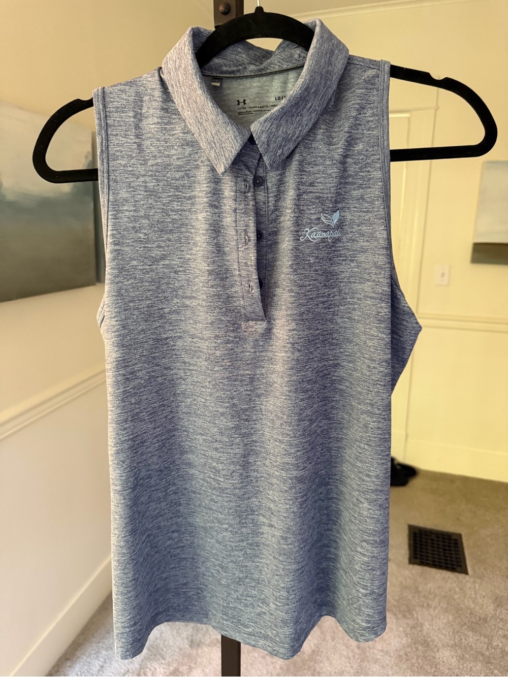 Under Armour Heather blue Sleeveless Polo with Light Blue Embroidery
